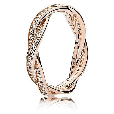 PANDORA Sparkling Twisted Lines Ring in Roségold mit 14 Karat rosévergoldete Metalllegierung und Cubic Zirkonia Timeless Collection, Größe 54 PANDORA Sparkling Twisted Lines Ring in Roségold mit 14 Karat rosévergoldete Metalllegierung und Cubic Zirkonia Timeless Collection, Größe 54