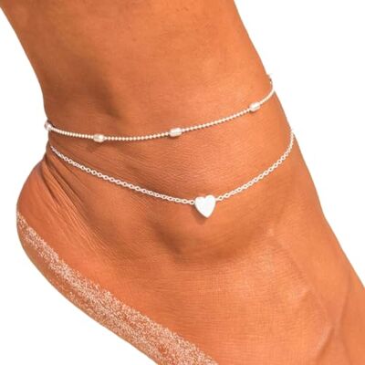 Wedity Bracelets de cheville en forme de coeur Boho Bracelets de cheville coeur de pêche en perles Accessoires de plage Bijoux de pied réglables pour femmes filles Wedity Bracelets de cheville en forme de coeur Boho Bracelets de cheville coeur de pêche en perles Accessoires de plage Bijoux de pied réglables pour femmes filles