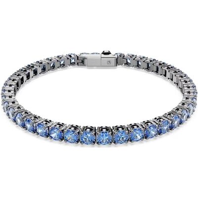 Swarovski Bracelet Tennis Matrix, coupe ronde, bleu, plaqué ruthénium Swarovski Bracelet Tennis Matrix, coupe ronde, bleu, plaqué ruthénium