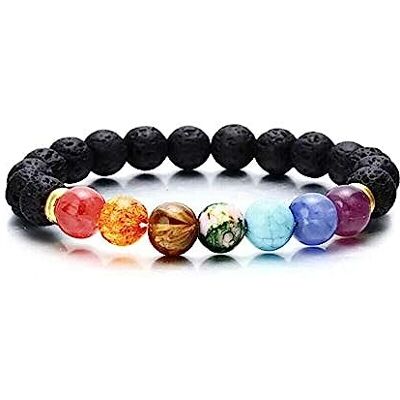 Thajaling Bracelet de perles de pierre de lave naturelle Bracelet Energy Bracelet Yoga Reiki Bracelet, 17 cm, Pierre, Perle Thajaling Bracelet de perles de pierre de lave naturelle Bracelet Energy Bracelet Yoga Reiki Bracelet, 17 cm, Pierre, Perle