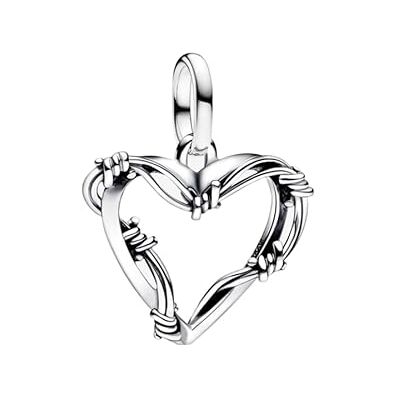 PANDORA ME 793449C00 Breloque médaillon en forme de cœur en fil barbelé en argent sterling, compatible avec les bracelets ME et Moments, 3x17x18,6 mm, Argent sterling, Pas de gemme PANDORA ME 793449C00 Breloque médaillon en forme de cœur en fil barbelé en argent sterling, compatible avec les bracelets ME et Moments, 3x17x18,6 mm, Argent sterling, Pas de gemme