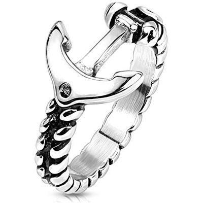 BlackAmazement Bague en acier inoxydable 316 Ancre Corde Pour homme Argenté BlackAmazement Bague en acier inoxydable 316 Ancre Corde Pour homme Argenté