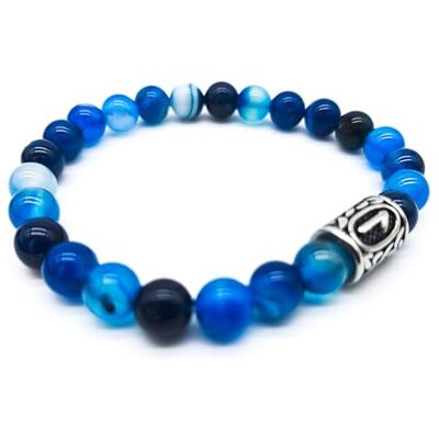 Bracelet Viking Futhark Rune en pierres précieuses (18/21 cm) pour femme/homme dans une boîte cadeau, protection de l'énergie porte-bonheur Bracelet Viking Futhark Rune en pierres précieuses (18/21 cm) pour femme/homme dans une boîte cadeau, protection de l'énergie porte-bonheur
