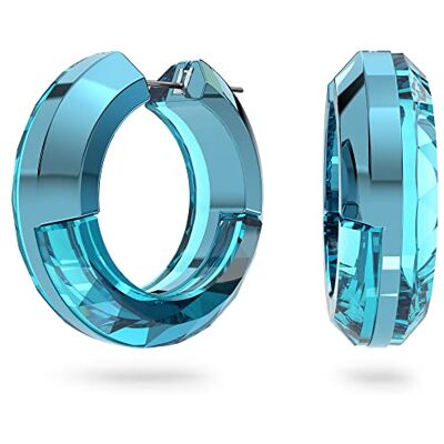 Swarovski Anneaux d'Oreilles Lucent, en Cristal Bleu Entièrement Taillé avec une Subtile Attache en Aluminium Swarovski Anneaux d'Oreilles Lucent, en Cristal Bleu Entièrement Taillé avec une Subtile Attache en Aluminium