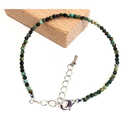 LVJMOB Les colliers et bracelets en perles de grenat naturel de 2 à 3 mm sont adaptés pour les hommes et les femmes, turquoise africaine, bracelet de 15 à 18 cm LVJMOB Les colliers et bracelets en perles de grenat naturel de 2 à 3 mm sont adaptés pour les hommes et les femmes, turquoise africaine, bracelet de 15 à 18 cm
