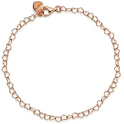 Amberta Bracelet Coeur en Argent Sterling 925 pour Femme : Plaqué Rose Amberta Bracelet Coeur en Argent Sterling 925 pour Femme : Plaqué Rose