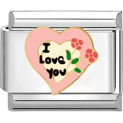 Quiges 9 mm style italien Charm Link Module en acier inoxydable I love you avec fleurs et cœur pour bracelets de style italien Quiges 9 mm style italien Charm Link Module en acier inoxydable I love you avec fleurs et cœur pour bracelets de style italien