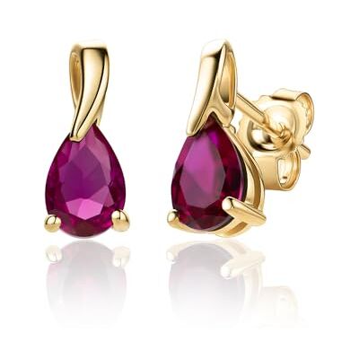 Miore Boucles d'oreilles femme en or blanc/or jaune 9KT 375, gouttes de rubis/saphirs/émeraudes/méthyste/topaze bleue, boucles d'oreilles hypoallergéniques, emballées dans une élégante boîte à bijoux Miore Boucles d'oreilles femme en or blanc/or jaune 9KT 375, gouttes de rubis/saphirs/émeraudes/méthyste/topaze bleue, boucles d'oreilles hypoallergéniques, emballées dans une élégante boîte à bijoux