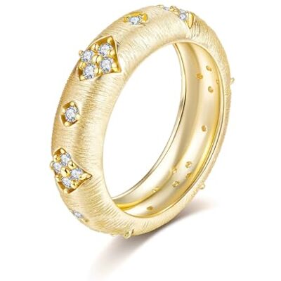 ZUOHUI Bague unisexe ronde en moissanite en argent sterling 925 brossée vintage 0,3 ctw empilable(Gold,6) ZUOHUI Bague unisexe ronde en moissanite en argent sterling 925 brossée vintage 0,3 ctw empilable(Gold,6)