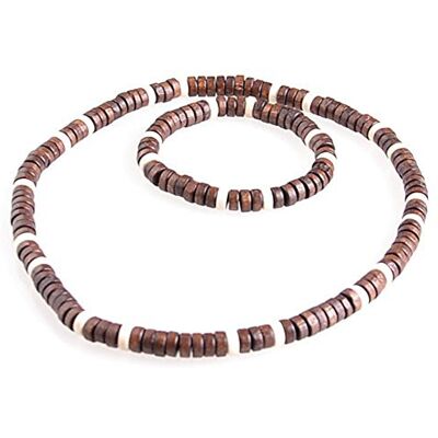 DonDon Collier et bracelet avec perles en bois véritable au look plage, Bois, Perle DonDon Collier et bracelet avec perles en bois véritable au look plage, Bois, Perle