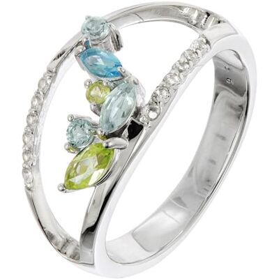 trendor Bague pour femme avec topaze et péridot, argent 925, 21905-58 Bijoux tendance pour femmes, idée cadeau élégante trendor Bague pour femme avec topaze et péridot, argent 925, 21905-58 Bijoux tendance pour femmes, idée cadeau élégante