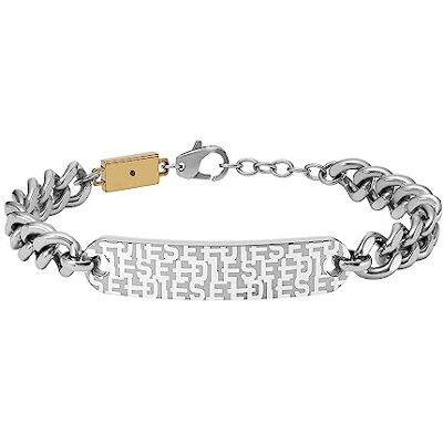 Diesel Bracelet homme en acier inoxydable 2 tons avec fermoir mousqueton Diesel Bracelet homme en acier inoxydable 2 tons avec fermoir mousqueton
