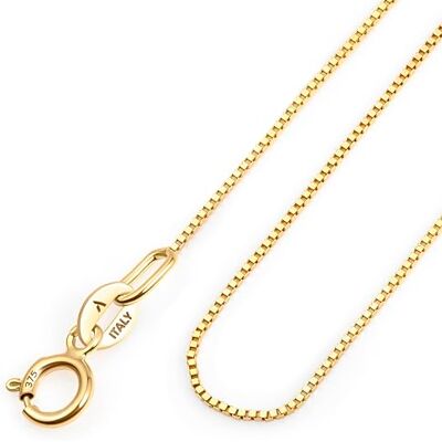 Amberta Allure Collier Pour Femme Chaîne En Or Jaune 9 Carats: Chaîne Vénitienne de 0,5 mm 40 cm Amberta Allure Collier Pour Femme Chaîne En Or Jaune 9 Carats: Chaîne Vénitienne de 0,5 mm 40 cm