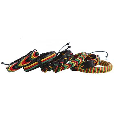 DonDon 6 bracelets rastafari en cuir et tissu, einstellbar, Cuir et tissu, Sans pierre. DonDon 6 bracelets rastafari en cuir et tissu, einstellbar, Cuir et tissu, Sans pierre.