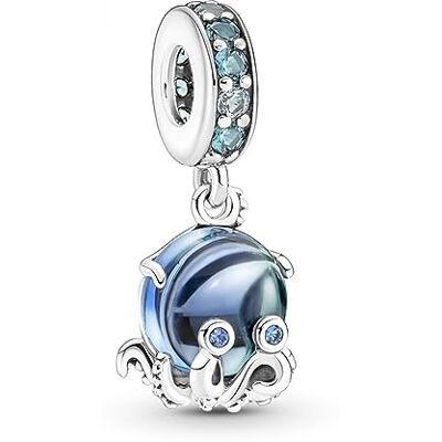 PANDORA Moments Süßer Oktopus Murano-Glas Charm-Anhänger aus Sterling-Silber mit Cubic Zirkonia, Kompatibel Moments Armbänder, 791694C01 PANDORA Moments Süßer Oktopus Murano-Glas Charm-Anhänger aus Sterling-Silber mit Cubic Zirkonia, Kompatibel Moments Armbänder, 791694C01