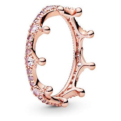 PANDORA Pink Sparkling Crown Ring in Roségold mit 14 Karat rosévergoldete Metalllegierung und Cubic Zirkonia aus der Moments Collection, Größe 48 PANDORA Pink Sparkling Crown Ring in Roségold mit 14 Karat rosévergoldete Metalllegierung und Cubic Zirkonia aus der Moments Collection, Größe 48