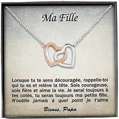 TILOVE Collier Personnalisé pour Femme avec Pendentif en Forme de Coeurs Entrelacés Contenant un Message d'Amour pour Votre Fille signé Papa, Acier inoxydable, Zircon TILOVE Collier Personnalisé pour Femme avec Pendentif en Forme de Coeurs Entrelacés Contenant un Message d'Amour pour Votre Fille signé Papa, Acier inoxydable, Zircon
