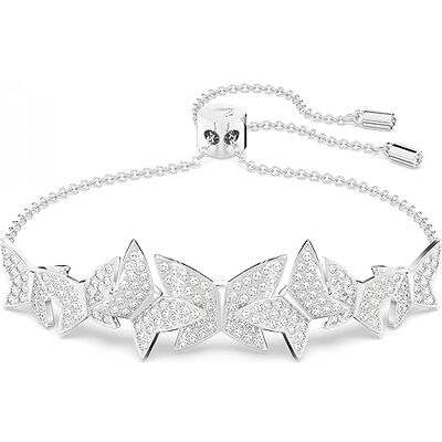 Swarovski Bracelet Lilia, Papillon, Blanc, Métal rhodié Swarovski Bracelet Lilia, Papillon, Blanc, Métal rhodié