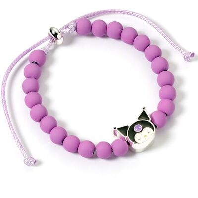 The Carat Shop Hello Kitty Bracelet de perles violet avec breloque Kuromi The Carat Shop Hello Kitty Bracelet de perles violet avec breloque Kuromi