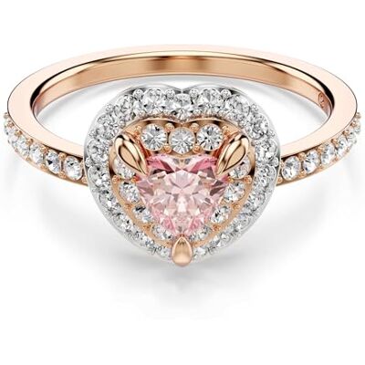 Swarovski Bague avec motif One, Taille cœur, Pavé, Cœur, Finition mix de métal Swarovski Bague avec motif One, Taille cœur, Pavé, Cœur, Finition mix de métal