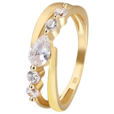 trendor Bague pour femme, argent 925 plaqué or 28514-52 Taille 52 Bague en argent sterling plaqué or, bague en argent avec oxydes de zirconium, bague ornée de pierres, bijou élégant à offrir trendor Bague pour femme, argent 925 plaqué or 28514-52 Taille 52 Bague en argent sterling plaqué or, bague en argent avec oxydes de zirconium, bague ornée de pierres, bijou élégant à offrir