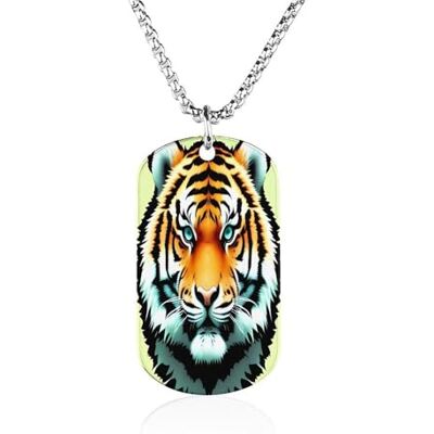 LPAGBCNU Collier avec plaque d'identité en forme de petite tête de tigre personnalisable Chaîne de 60 cm Pendentif photo personnalisé pour homme et femme En acier inoxydable Image commémorative LPAGBCNU Collier avec plaque d'identité en forme de petite tête de tigre personnalisable Chaîne de 60 cm Pendentif photo personnalisé pour homme et femme En acier inoxydable Image commémorative