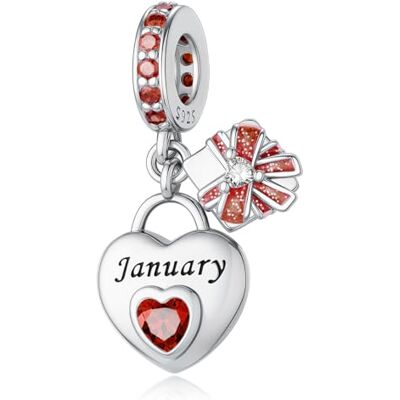 happystar Breloque en argent sterling 925 avec pierre de naissance 5A en forme de cœur Compatible avec les bracelets Pandora Cadeau d'anniversaire happystar Breloque en argent sterling 925 avec pierre de naissance 5A en forme de cœur Compatible avec les bracelets Pandora Cadeau d'anniversaire