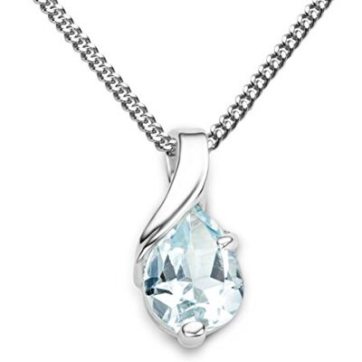 Miore Collier pour Femmes Collier avec Pendentif Pierre Précieuse forme poire Chaîne en Or Blanc/Jaune 9 Carat /375 Or, Bijoux longueur 45 cm, Or, Aigue-marine Miore Collier pour Femmes Collier avec Pendentif Pierre Précieuse forme poire Chaîne en Or Blanc/Jaune 9 Carat /375 Or, Bijoux longueur 45 cm, Or, Aigue-marine