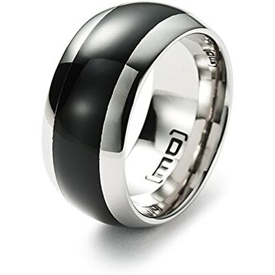 Monomania Bague homme acier inoxydable incrustation résine noire 25541 Monomania Bague homme acier inoxydable incrustation résine noire 25541