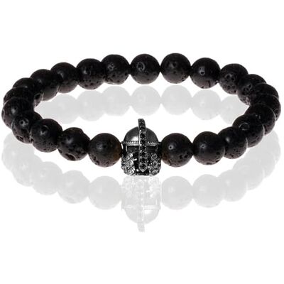 Memphis Bracelet de perles Pierre de lave Gladiateur Noir Memphis Bracelet de perles Pierre de lave Gladiateur Noir
