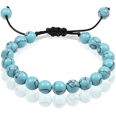 Memphis Bracelet de Perles Réglable Turquoise Pierre Naturelle 8mm Memphis Bracelet de Perles Réglable Turquoise Pierre Naturelle 8mm