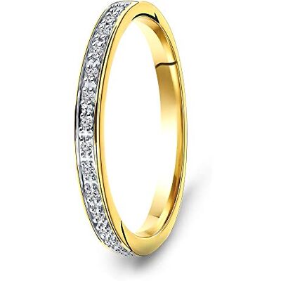 Miore Bague Femme 0.05 Ct Diamant Bague Éternité en Or Blanc/Or Jaune 9 carats / Or 375 Bijoux avec Diamants Brillants Miore Bague Femme 0.05 Ct Diamant Bague Éternité en Or Blanc/Or Jaune 9 carats / Or 375 Bijoux avec Diamants Brillants