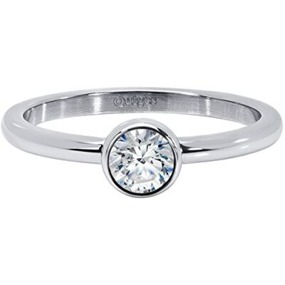Quiges Bague de remplissage ronde en acier inoxydable argenté avec zircone transparent de 2 mm de hauteur pour bagues empilables Quiges Bague de remplissage ronde en acier inoxydable argenté avec zircone transparent de 2 mm de hauteur pour bagues empilables
