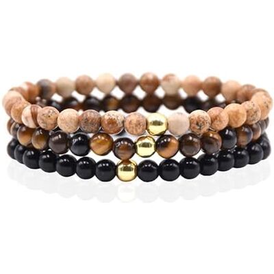 Memphis Ensemble de bracelets avec perles Stacked 6 mm Marron Memphis Ensemble de bracelets avec perles Stacked 6 mm Marron