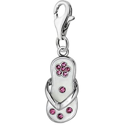 Quiges Pendentif en forme de tongs plaqué argent pour femme, Cristal, Zircone cubique Quiges Pendentif en forme de tongs plaqué argent pour femme, Cristal, Zircone cubique
