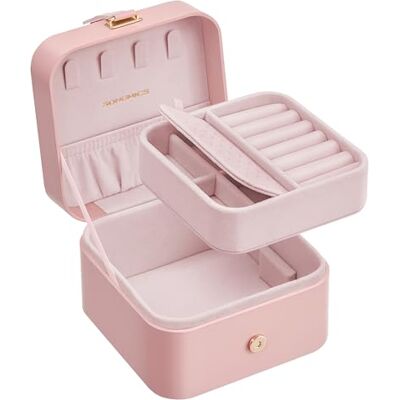 SONGMICS GISELLA Collection Boîte à Bijoux de Voyage, Petit Écrin à accessoires, Rangement Bijoux à 2 Niveaux, Portable, pour Accessoires plus Grands, 11,2 x 11,8 x 7,2 cm, Rose Bonbon JBC185R02 SONGMICS GISELLA Collection Boîte à Bijoux de Voyage, Petit Écrin à accessoires, Rangement Bijoux à 2 Niveaux, Portable, pour Accessoires plus Grands, 11,2 x 11,8 x 7,2 cm, Rose Bonbon JBC185R02