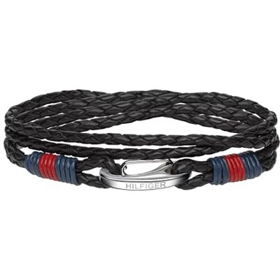 Tommy Hilfiger Jewelry Bracelet pour Homme en Cuir Noir 2700534 Tommy Hilfiger Jewelry Bracelet pour Homme en Cuir Noir 2700534