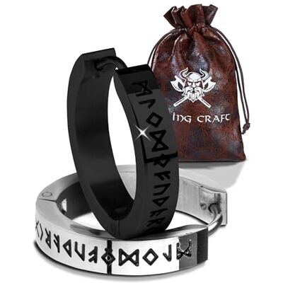 Boucles d'oreilles viking pour homme en acier inoxydable Boucles d'oreilles avec runes Bijoux viking Décoration viking Boucles d'oreilles celtiques Article de fan de Vikings - Boucles d'oreilles viking pour homme en acier inoxydable Boucles d'oreilles avec runes Bijoux viking Décoration viking Boucles d'oreilles celtiques Article de fan de Vikings -