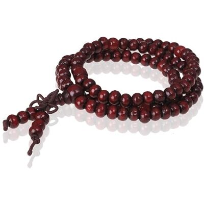 Memphis Bracelet de prière tibétain Mala Perles en bois brun rouge Memphis Bracelet de prière tibétain Mala Perles en bois brun rouge