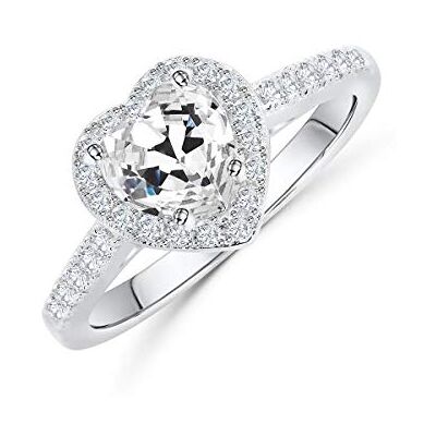 Scott Bague pour femme en argent sterling 925 rhodié avec zircones blanches en argent et or rose avec pierres pour femme, 50, Métal précieux, Zircone Scott Bague pour femme en argent sterling 925 rhodié avec zircones blanches en argent et or rose avec pierres pour femme, 50, Métal précieux, Zircone