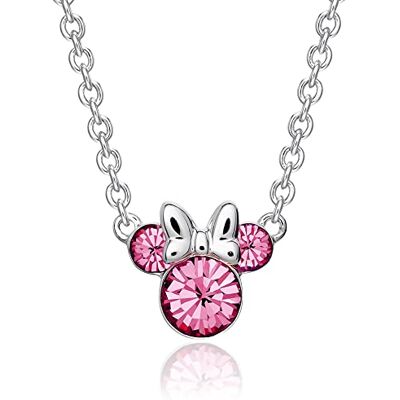 Disney Collier avec pendentif Minnie Mouse avec pierre de naissance en cristal plaqué argent Disney Collier avec pendentif Minnie Mouse avec pierre de naissance en cristal plaqué argent