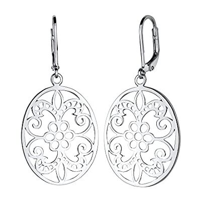 Elli Boucles d'Oreilles Femmes Ornement Féminin Floral en Argent Sterling 925 Elli Boucles d'Oreilles Femmes Ornement Féminin Floral en Argent Sterling 925
