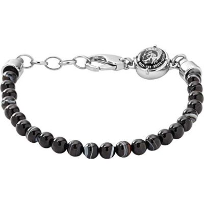 Diesel Homme, Bracelet en perles semi-précieuses avec fermoir mousqueton Diesel Homme, Bracelet en perles semi-précieuses avec fermoir mousqueton