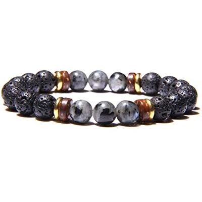 ZCCZJS Bijoux à breloques bracelet en pierres précieuses, bracelets de perles vintage, labradorite naturelle perles de lave noire, bracelets élastiques en cristal, bijoux en cristal Reiki pour hommes ZCCZJS Bijoux à breloques bracelet en pierres précieuses, bracelets de perles vintage, labradorite naturelle perles de lave noire, bracelets élastiques en cristal, bijoux en cristal Reiki pour hommes