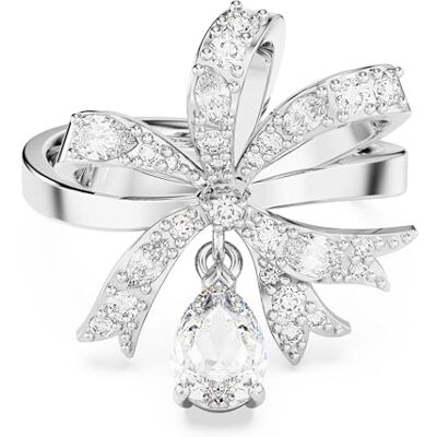 Swarovski Volta Cocktail Ring, Bow Design with White Chattonage Crystals in a Rhodium Plated Setting, from the Volta Collection, Size 55 Swarovski Volta Cocktail Ring, Bow Design with White Chattonage Crystals in a Rhodium Plated Setting, from the Volta Collection, Size 55