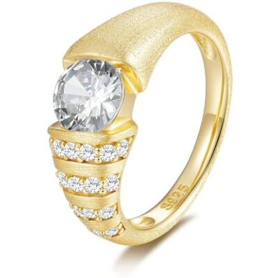 ZUOHUI Bague solitaire ronde en argent sterling S925 avec moissanite et 4 griffes for femme(Gold,7) ZUOHUI Bague solitaire ronde en argent sterling S925 avec moissanite et 4 griffes for femme(Gold,7)