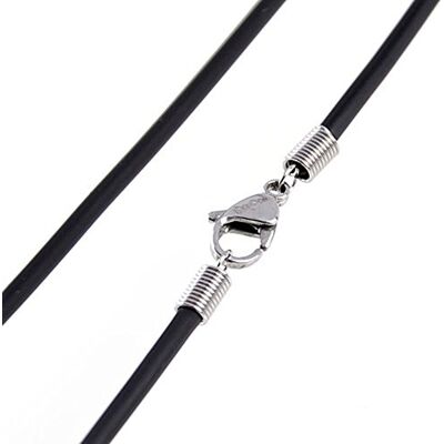 DonDon Collier en Caoutchouc avec Fermeture en Acier Inoxydable à Mousqueton Longueur 50 cm épaisseur: 3 mm, Caoutchouc, Pas de gemme DonDon Collier en Caoutchouc avec Fermeture en Acier Inoxydable à Mousqueton Longueur 50 cm épaisseur: 3 mm, Caoutchouc, Pas de gemme