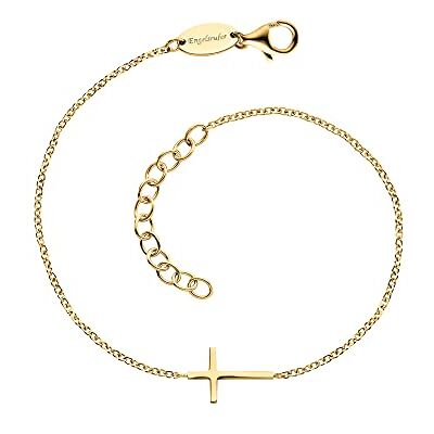Engelsrufer Damen Armband aus vergoldetem Sterling Silber und Kreuz Anhänger gold Karabinerverschluss längenverstellbar nickelfrei Engelsrufer Damen Armband aus vergoldetem Sterling Silber und Kreuz Anhänger gold Karabinerverschluss längenverstellbar nickelfrei