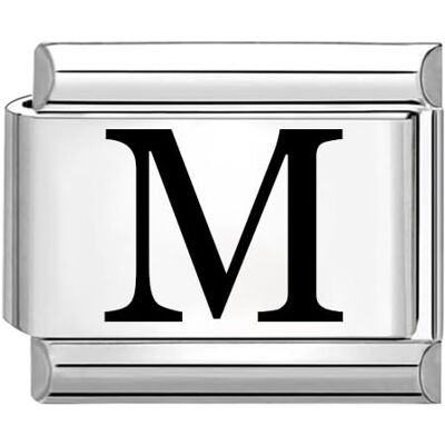 Quiges Module de style italien gravé au laser en acier inoxydable de 9 mm avec lettre M pour bracelets italiens, Acier inoxydable Quiges Module de style italien gravé au laser en acier inoxydable de 9 mm avec lettre M pour bracelets italiens, Acier inoxydable