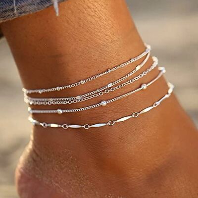 Carufin Bracelets de cheville en perles Boho Carifin Chaîne en argent multicouche Bracelets de cheville Brtacelets Accessoires de plage Bijoux de pied réglables pour femmes et filles Carufin Bracelets de cheville en perles Boho Carifin Chaîne en argent multicouche Bracelets de cheville Brtacelets Accessoires de plage Bijoux de pied réglables pour femmes et filles